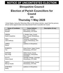 Notice of Uncontested Election